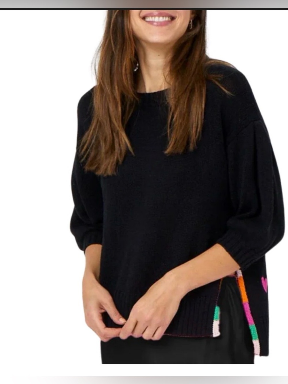 Kerri Rosenthal silk and linen Chloe Sweater in Black Size M Embroidered